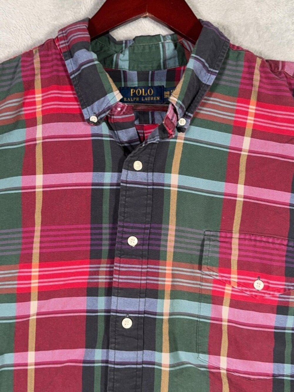Polo Ralph Lauren Shirt Mens 3XB 3XL Big Plaid Button Down Long Sleeve Oxford